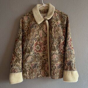 Coldwater Creek Vintage Blanket Jacket with fur